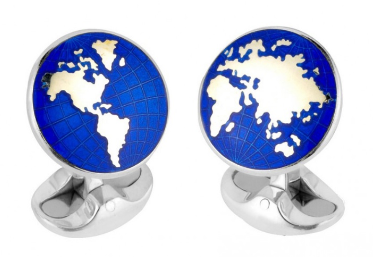 Enamel Royal Blue World Cufflinks