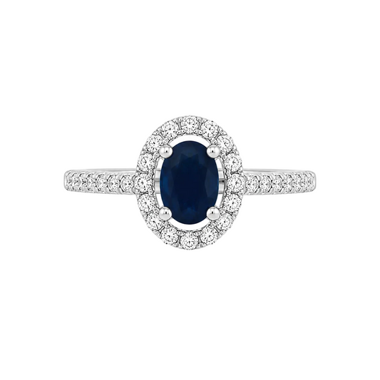 Oval Blue Sapphire & Diamond Ring