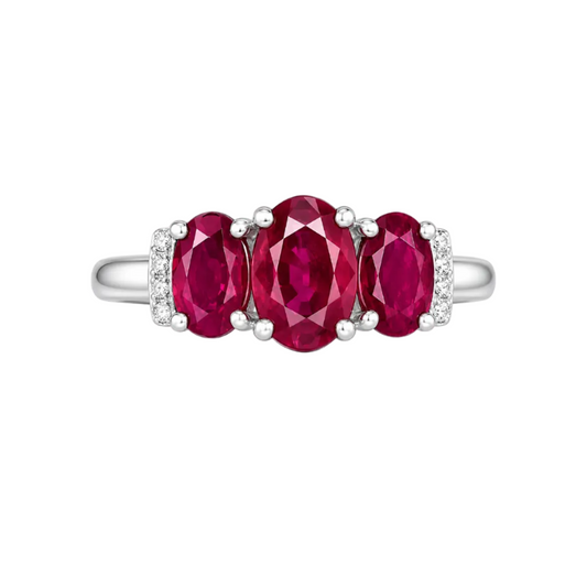 Ruby & Diamond 3 Stone Ring