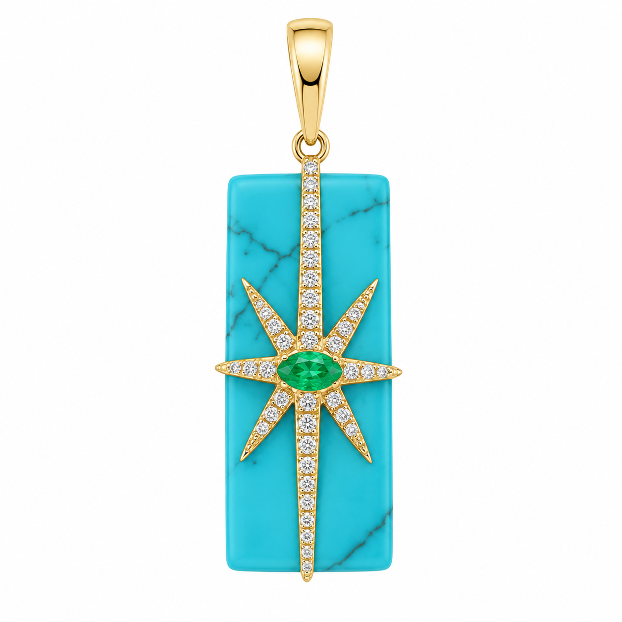Turquoise & Emerald Pendant