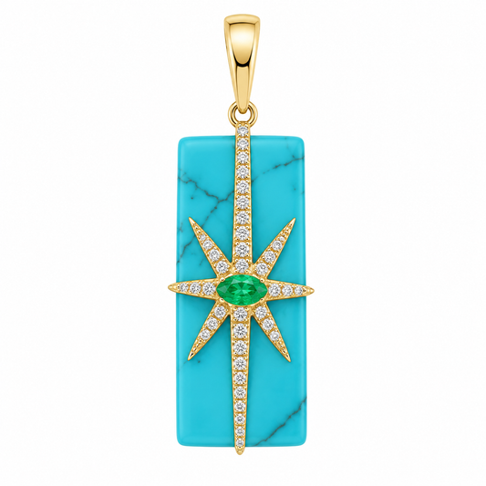 Turquoise & Emerald Pendant