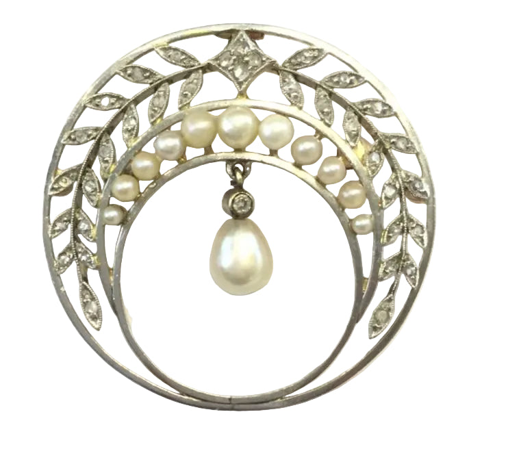 Pearl & Diamond Circle Brooch