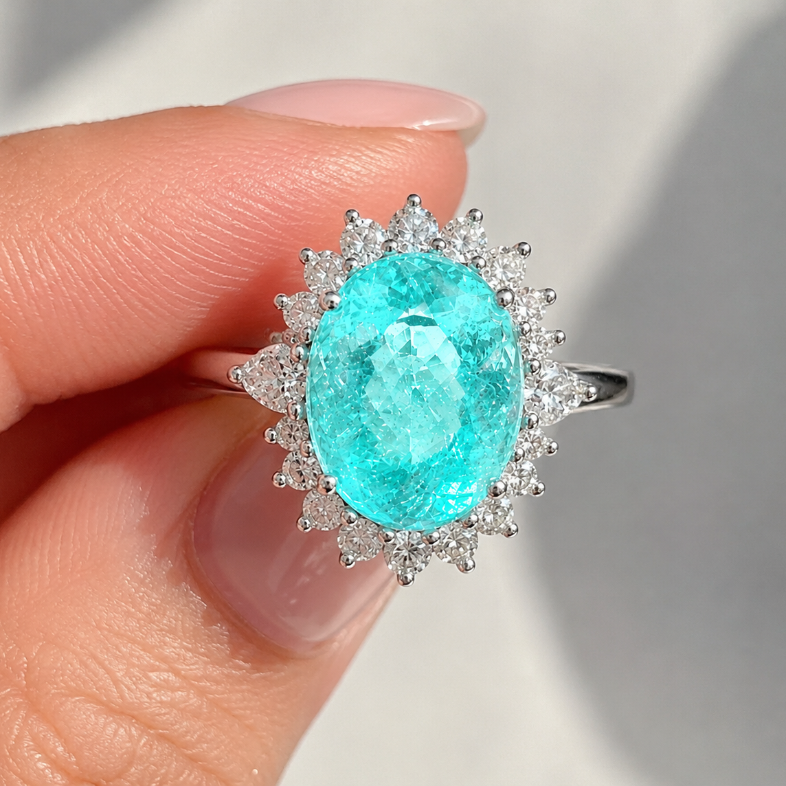Mozambique Paraiba Tourmaline & Diamond Ring