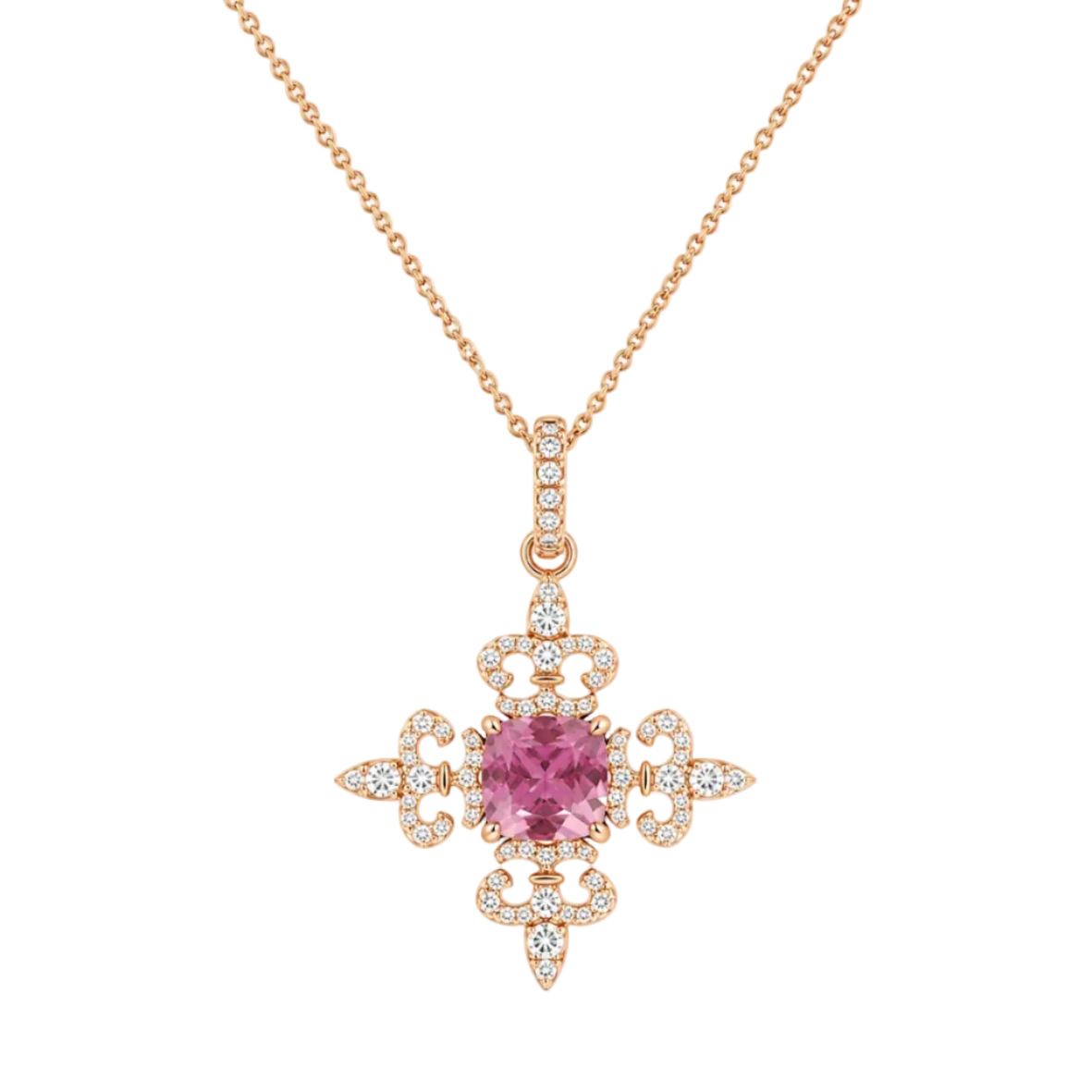 Pink Tourmaline & Diamond Necklace