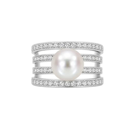 Pearl & Diamond Multi-Row Ring