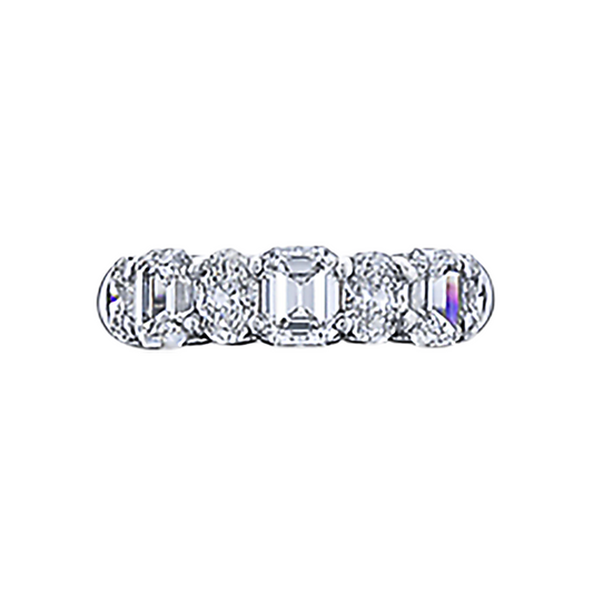 Alternating Oval and Emerald Cut Diamond Band