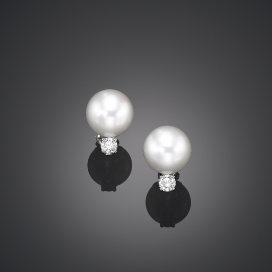 Assael pearl and diamond earrings