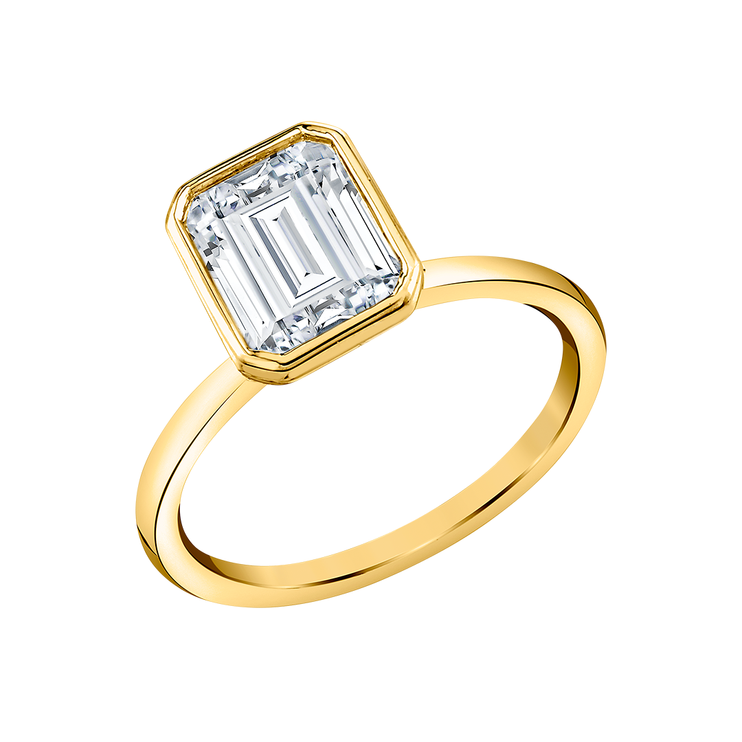Bezel-Set Emerald Cut Diamond Ring