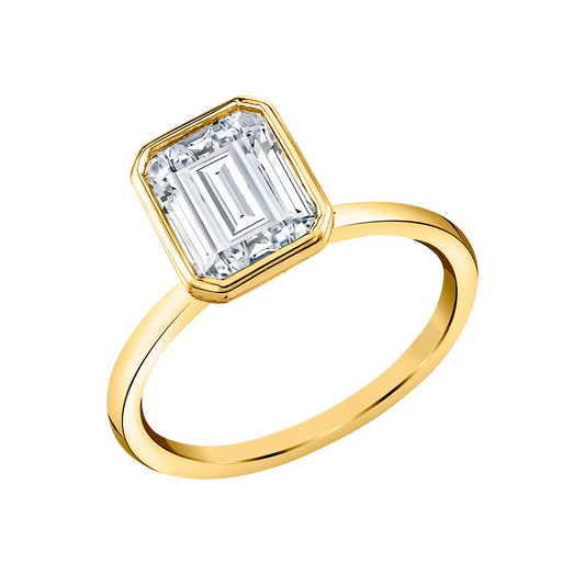 Bezel-Set Emerald Cut Diamond Ring