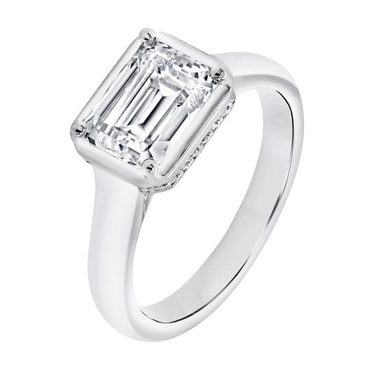 Bezel-Set Emerald Cut Diamond Ring