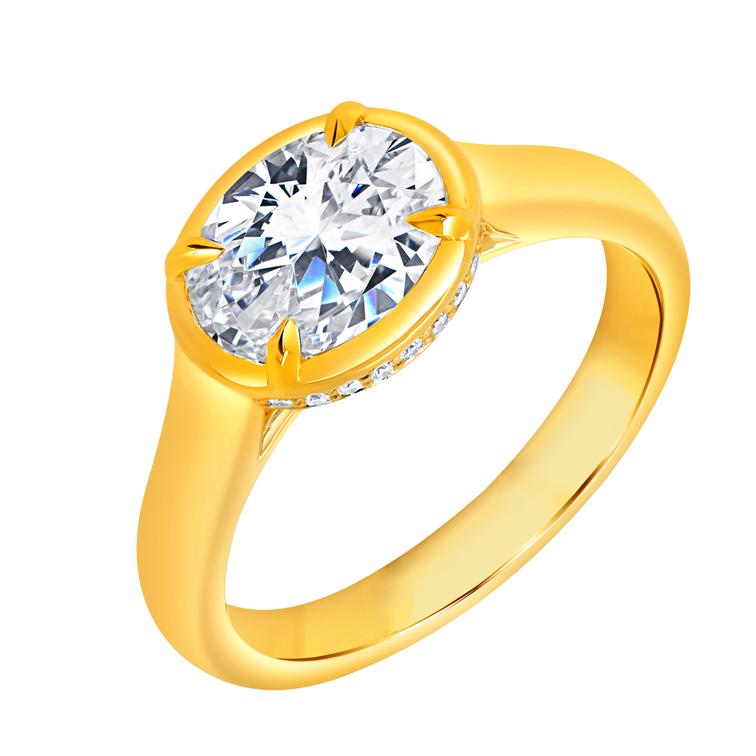 Bezel-Set Oval Diamond Ring