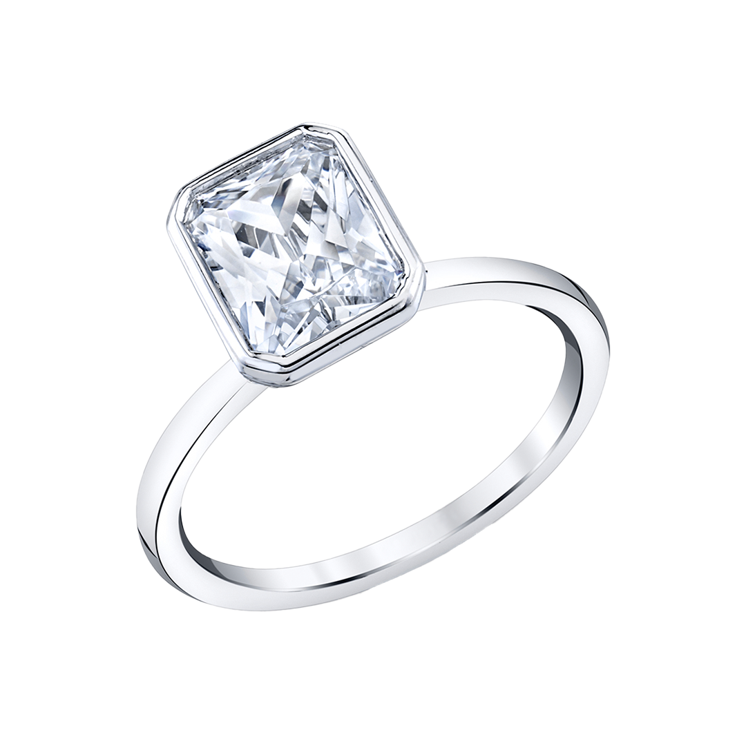 Bezel Set Radiant Cut Diamond Ring