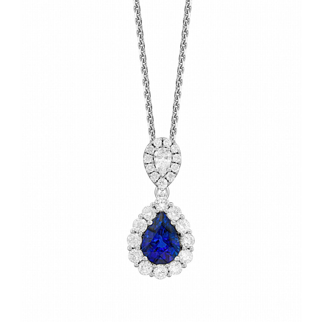 3ct blue sapphire & diamond pendant