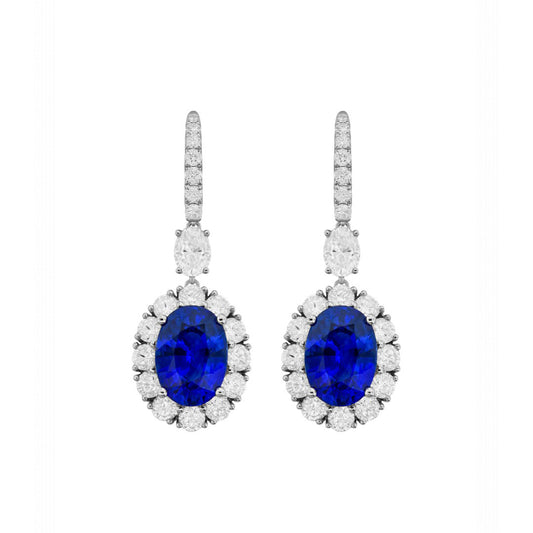 8.7ctw oval blue sapphire and diamond earrings