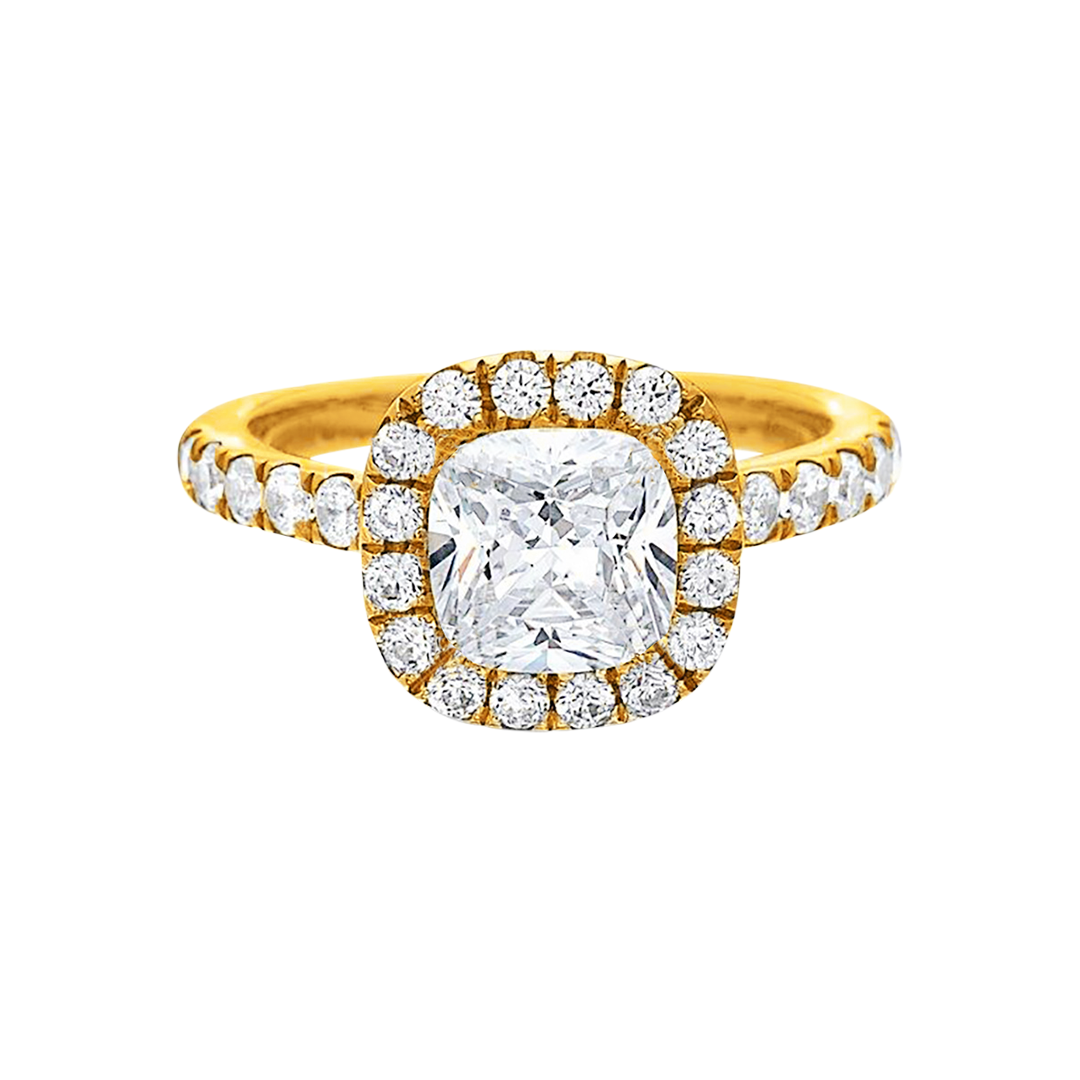 Cushion Diamond with Halo Ring