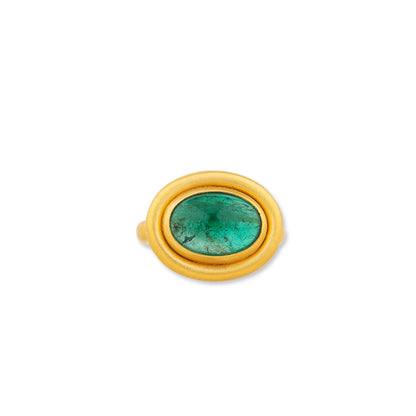 Oval Cabochon Emerald Ring