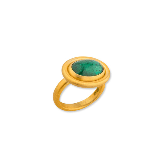 Oval Cabochon Emerald Ring