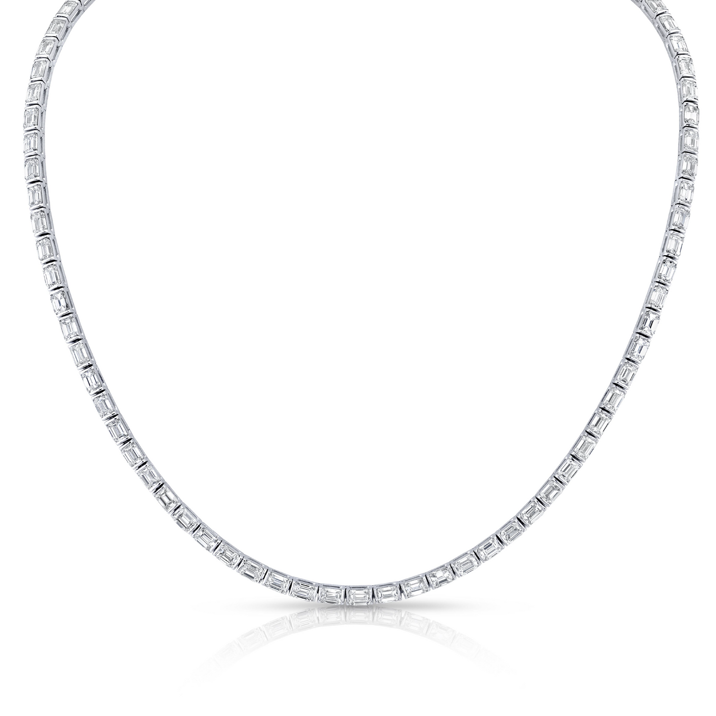 Emerald Cut Diamond Tennis Necklace