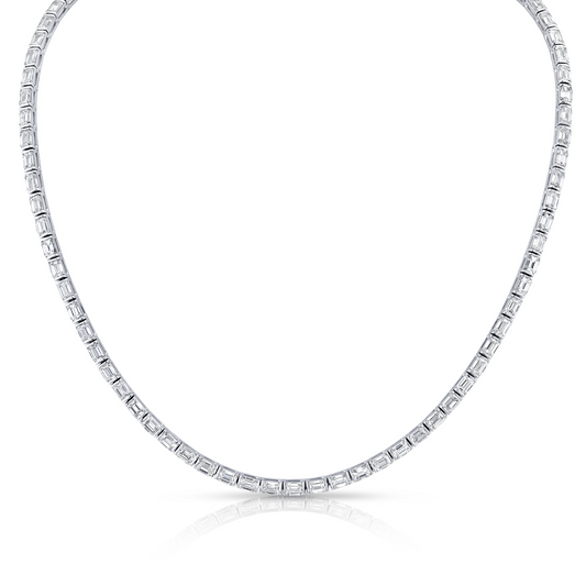 Emerald Cut Diamond Tennis Necklace