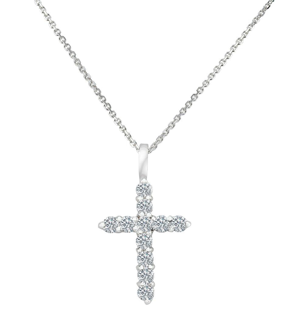Diamond & Pearl Cross Necklace