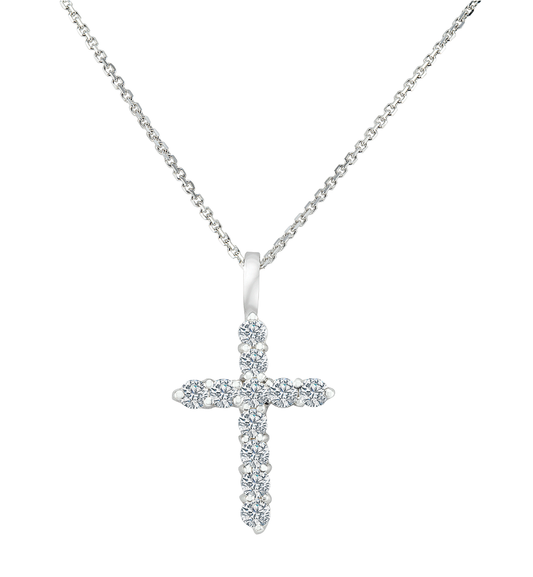 Diamond & Pearl Cross Necklace