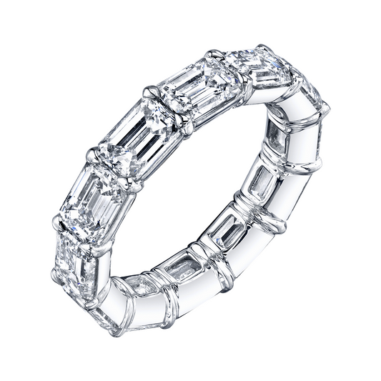 East-West Emerald Cut Diamond Eternity Band