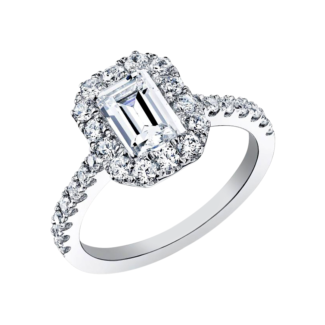 Emerald Cut Diamond with Halo Ring
