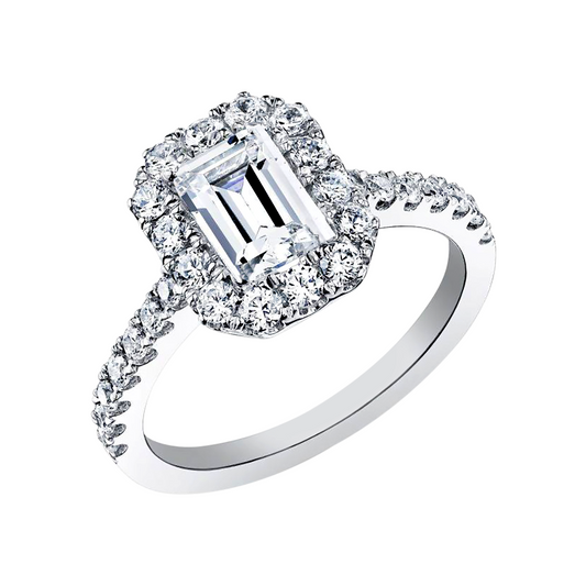 Emerald Cut Diamond with Halo Ring