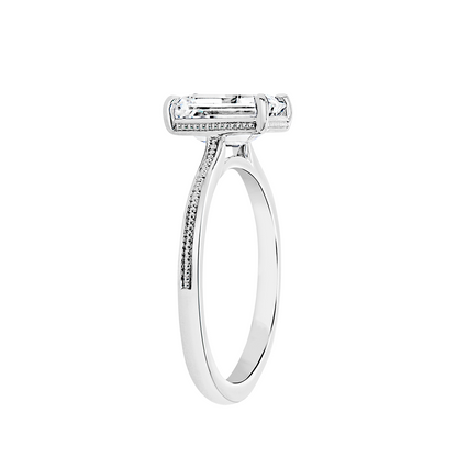 Emerald Cut with Beaded Milgrain Ring