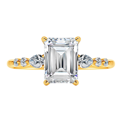 Emerald Cut Ring with Multi-Shape Diamonds