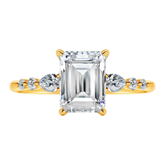 Emerald Cut Ring with Multi-Shape Diamonds
