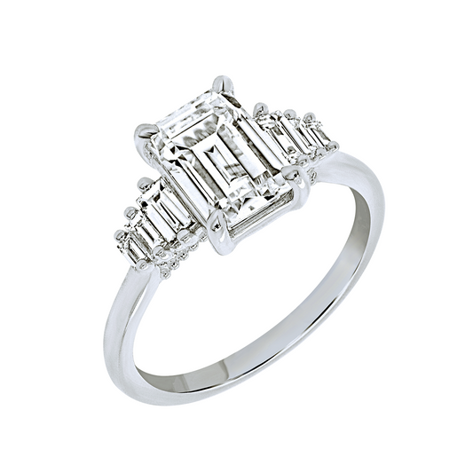Graduated Emerald Cut Diamonds Ring