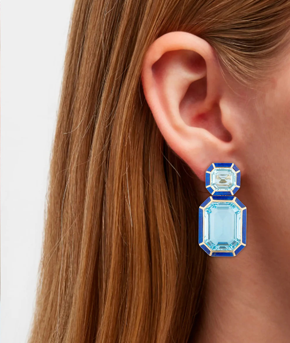 Blue Topaz & Lapis Earrings