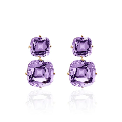 Double Cushion Cut Amethyst Earrings
