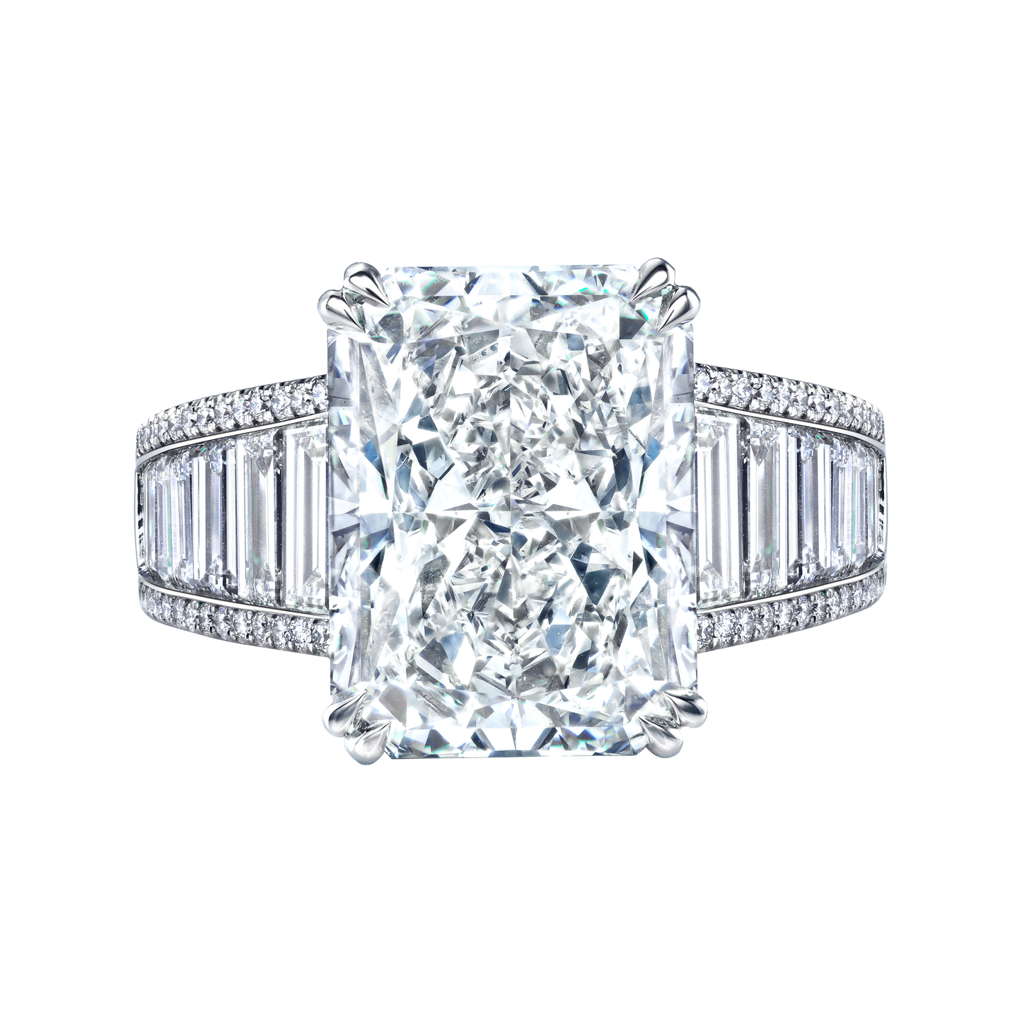 Radiant Cut Diamond with Graduated Trapezoid Diamond Sides
