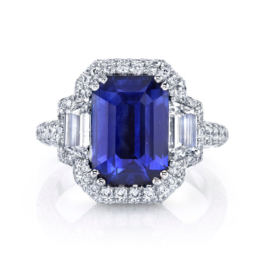 Blue Sapphire & Diamond Ring