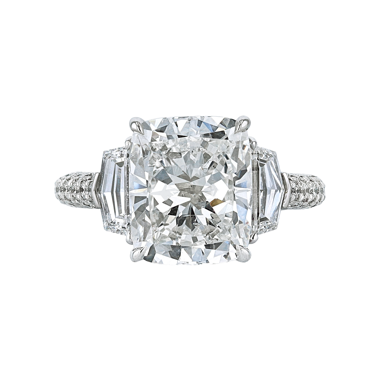 Cushion Cut Diamond With Cadillac Side Stones