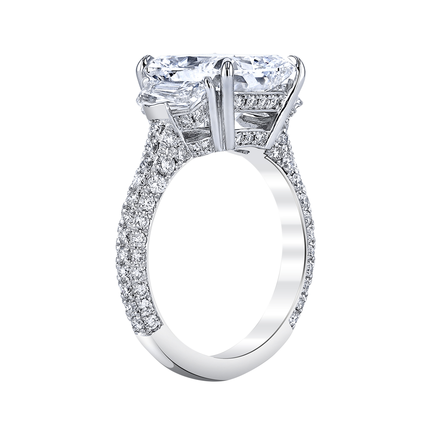 Cushion Cut Diamond With Cadillac Side Stones