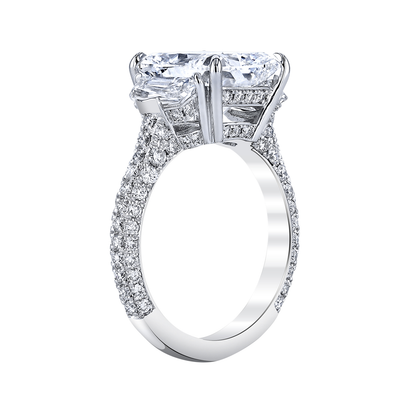 Cushion Cut Diamond With Cadillac Side Stones