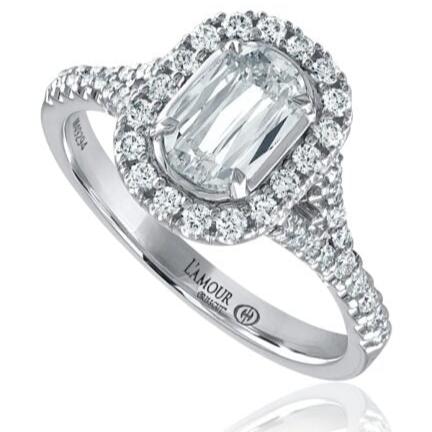 Oval Crisscut with Diamond Halo Engagement Ring