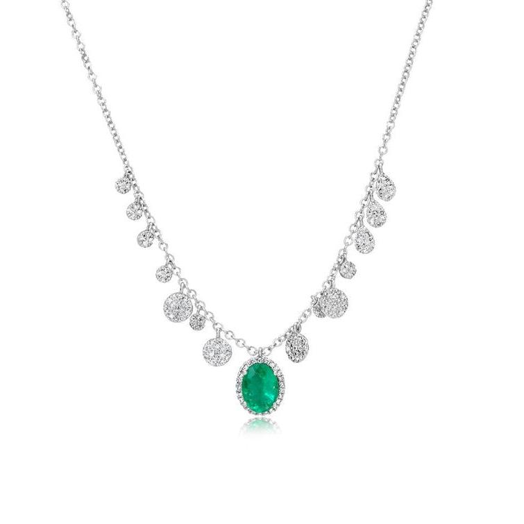 Emerald and Diamond Dangle Necklace