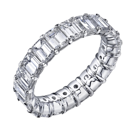 North-South Emerald Cut Diamond Eternity Band