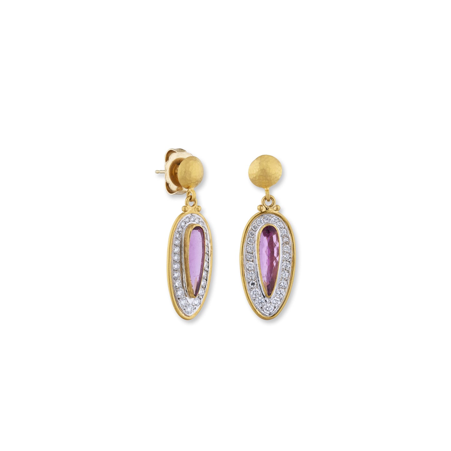 Pink Tourmaline & Diamond Earrings