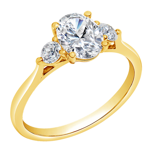 Oval Diamond with Round Side Stones Ring