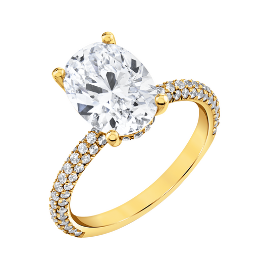Oval Diamond with Pavé Ring