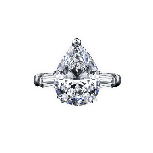 Pear Shape Diamond with Tapered Baguette Side Stones