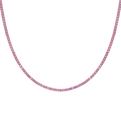 Pink Sapphire & Diamond Tennis Necklace