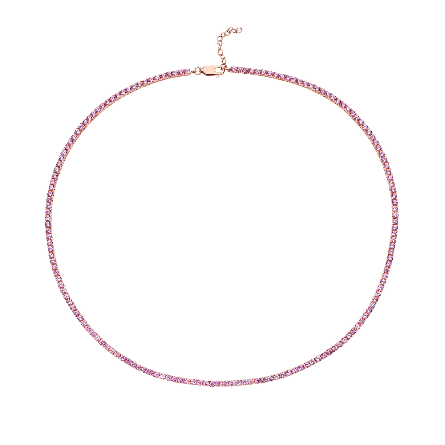 Pink Sapphire & Diamond Tennis Necklace