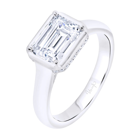 Diamond Engagement Ring - Bezel with Hidden Halo