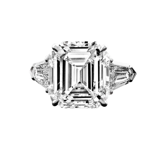 Asscher Cut Diamond with Bullet Side Stones